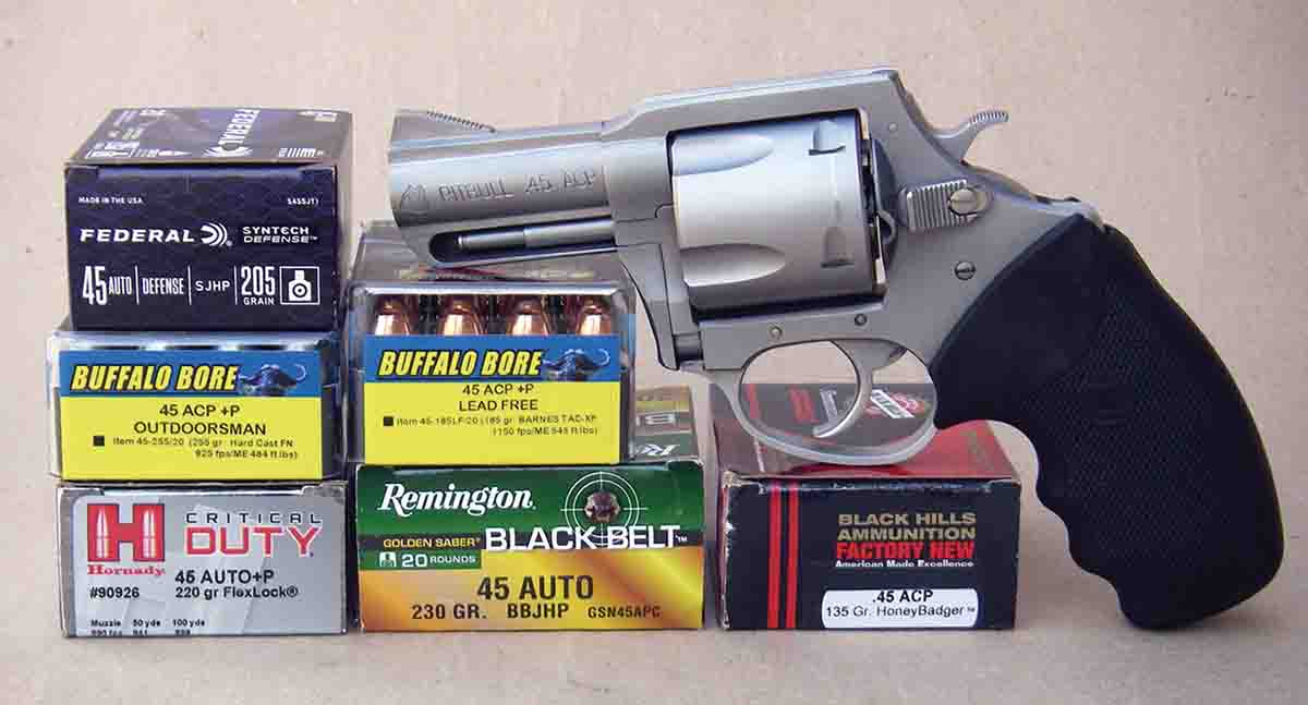 The Charter Arms Pitbull .45 ACP was tested with a variety of factory loads.